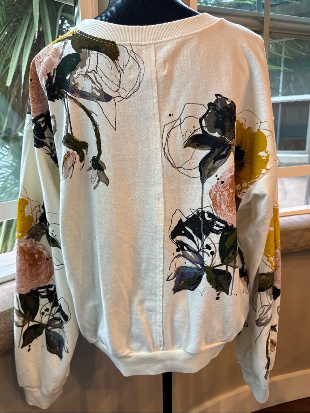 Pilcro - Anthropologie The Niki Bubble Cream Floral Sweatshirt Women's Size L - Picture 7 of 16